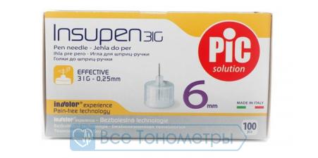 Иглы одноразовые INSUPEN к шприц-ручке: 31Gх1/4" (0.25 mmх 6 mm ) 100 штук