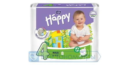 Подгузники BELLA baby Happy Fun 4 (8-18 кг), maxi, 8 шт.