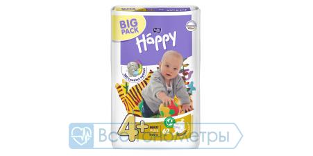 Подгузники BELLA baby Happy Fun 4+ (9-20 кг), maxi plus, 62 шт.