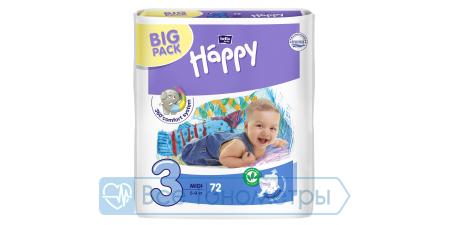 Подгузники BELLA baby Happy Fun 3 (5-9 кг), midi, 72 шт