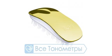 Расческа для волос IKOO home white-soleil metallic, белые зубчики, солнечный металлик