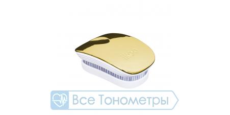 Расческа для волос IKOO pocket white-soleil metallic, белые зубчики, солнечный металлик