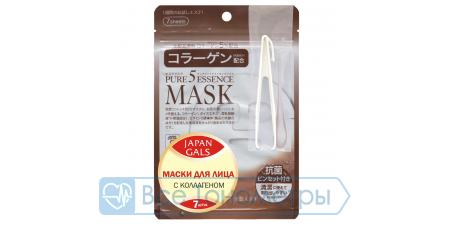 Маска для лица Japan Gals с коллагеном Pure 5 Essential, 7 шт