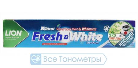Зубная паста LION Thailand Fresh & White, отбеливающая, супер прохладная мята, 160 гр