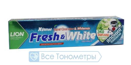 Зубная паста LION Thailand Fresh & White, отбеливающая, супер прохладная мята , 75 гр