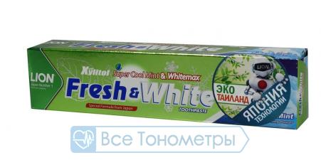 Зубная паста LION Thailand Fresh & White, для защиты от кариеса прохладная мята, 160 гр