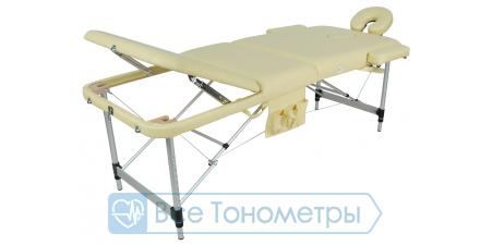 Массажный стол складной алюминиевый JFAL01A М/К, бежевый, 3 секции (МСТ-102Л)