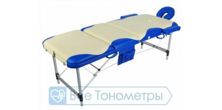 Массажный стол складной алюминиевый JFAL01A М/К, беж-синий с волной, 3 секции (МСТ-102Л)