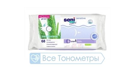 Салфетки влажные SENI CARE Sensitive для чувствительной кожи, 68 шт