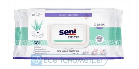 Салфетки влажные SENI CARE Classic с алое вера и аллантоином, 68 шт