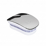Расческа для волос IKOO pocket white-oyster metallic, белые зубчики, устричный металлик
